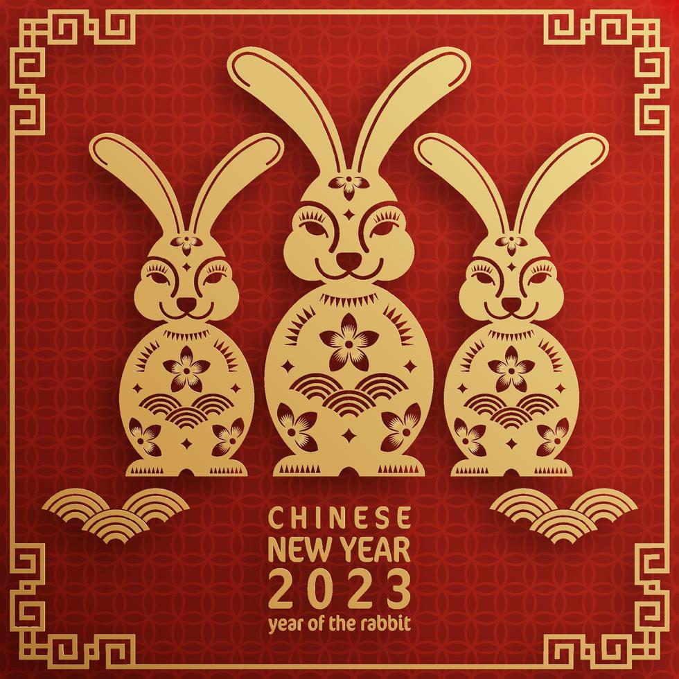 Happy chinese new year 2023 year of the rabbit zodiac vector