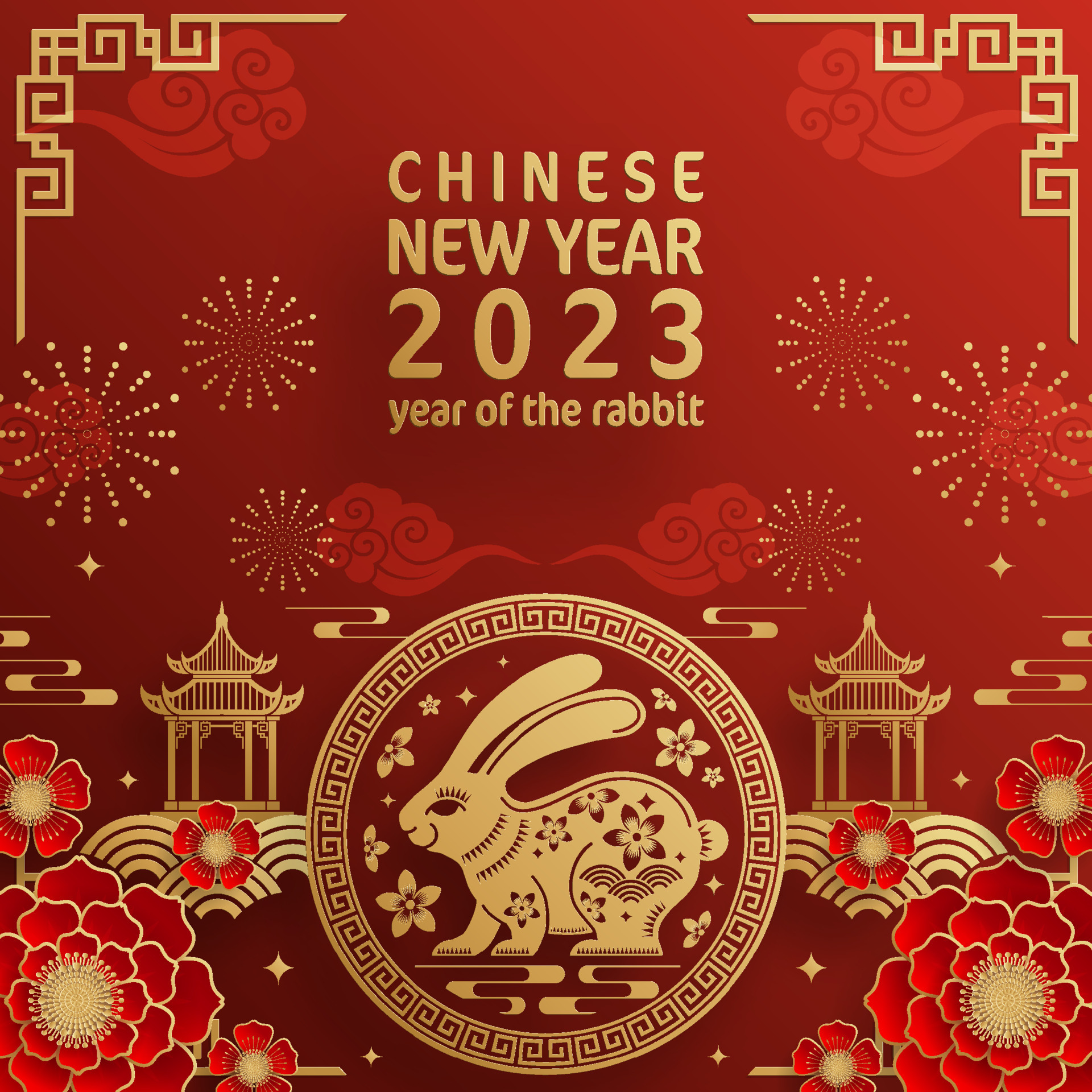 Happy chinese new year 2023 year of the rabbit 7340761 Vector Art at
