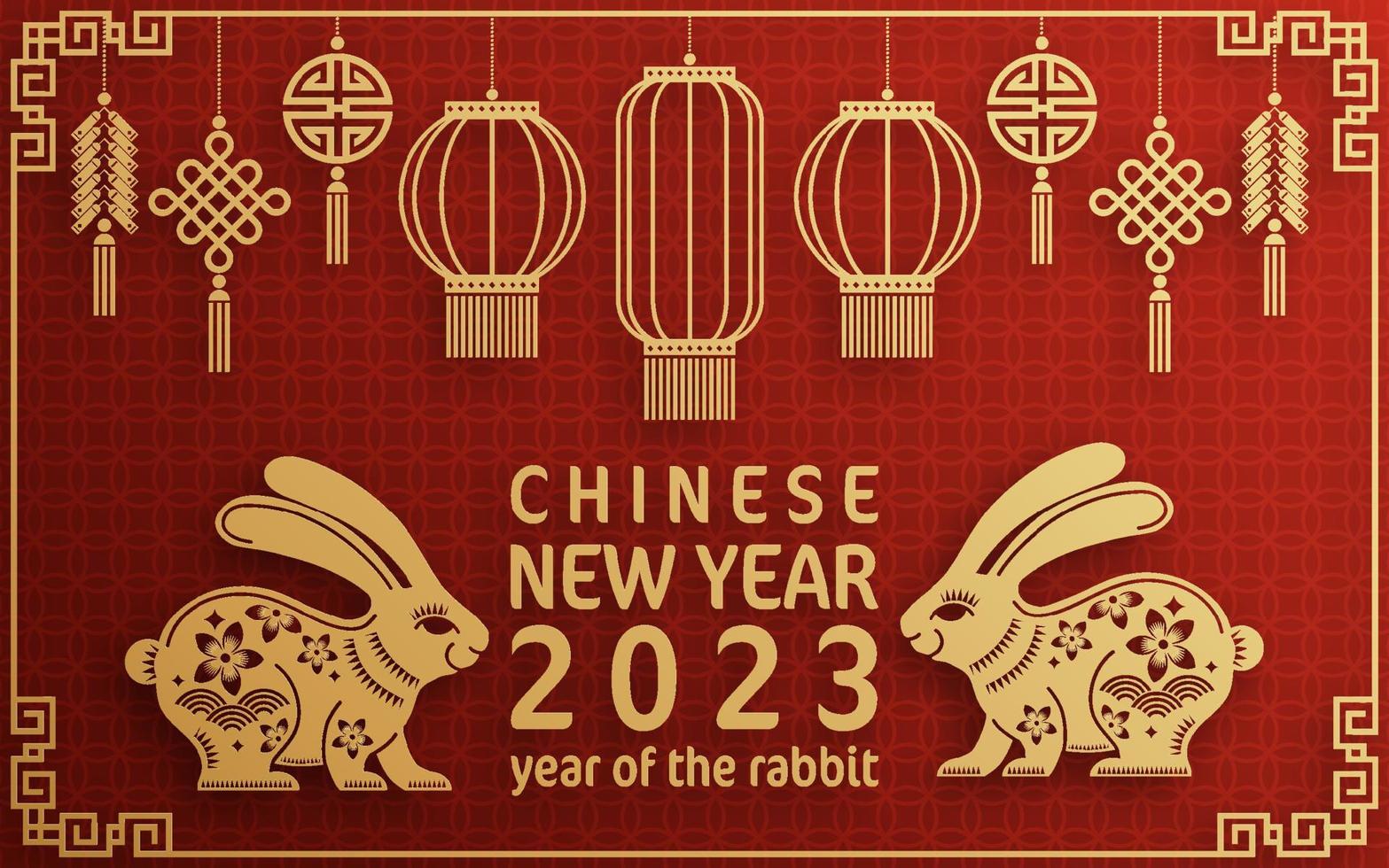 Happy chinese new year 2023 year of the rabbit zodiac vector