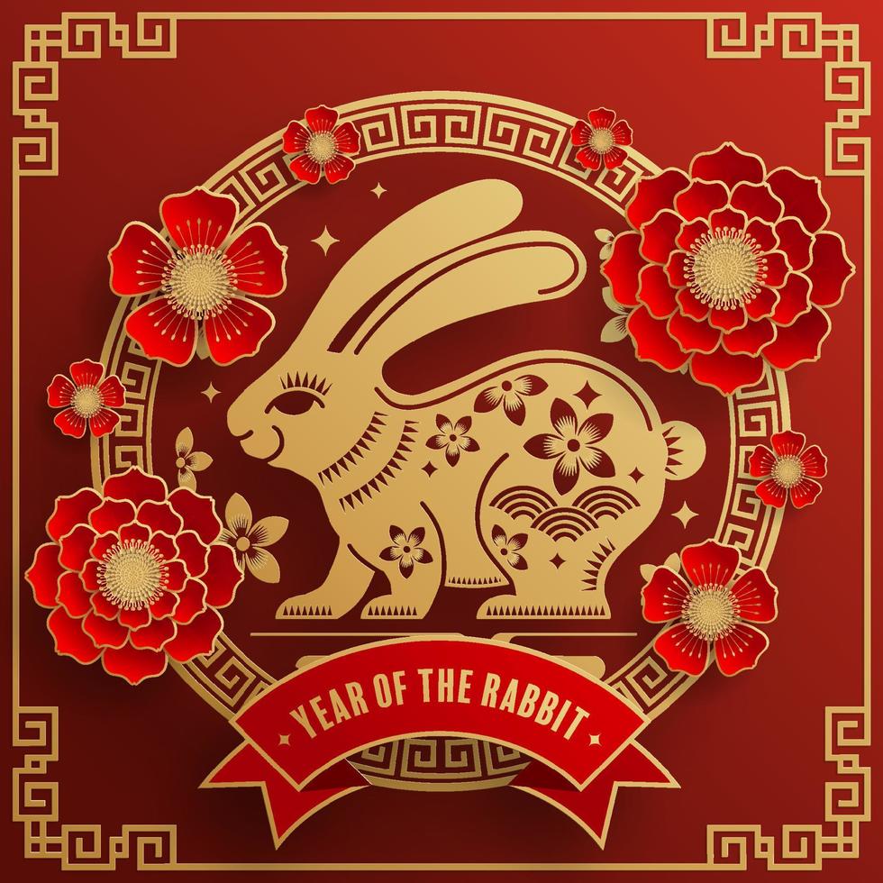 feliz año nuevo chino 2023 año del conejo vector