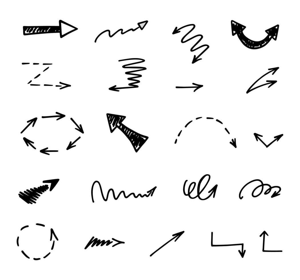 Vector set of hand drawn arrows, elements for presentation