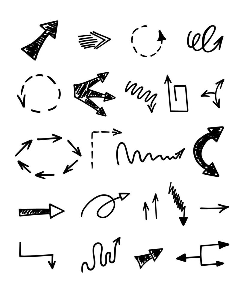 Vector set of hand drawn arrows, elements for presentation