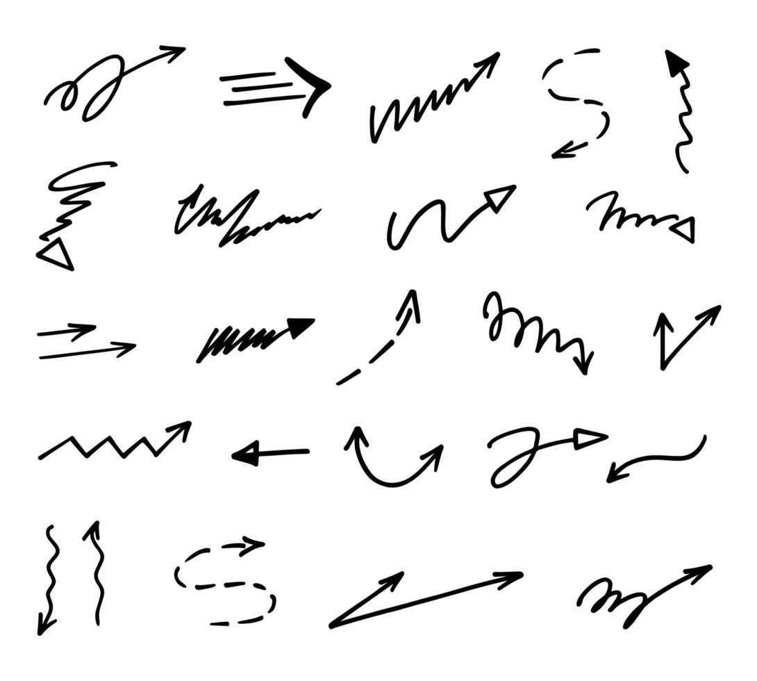 Vector set of hand drawn arrows, elements for presentation