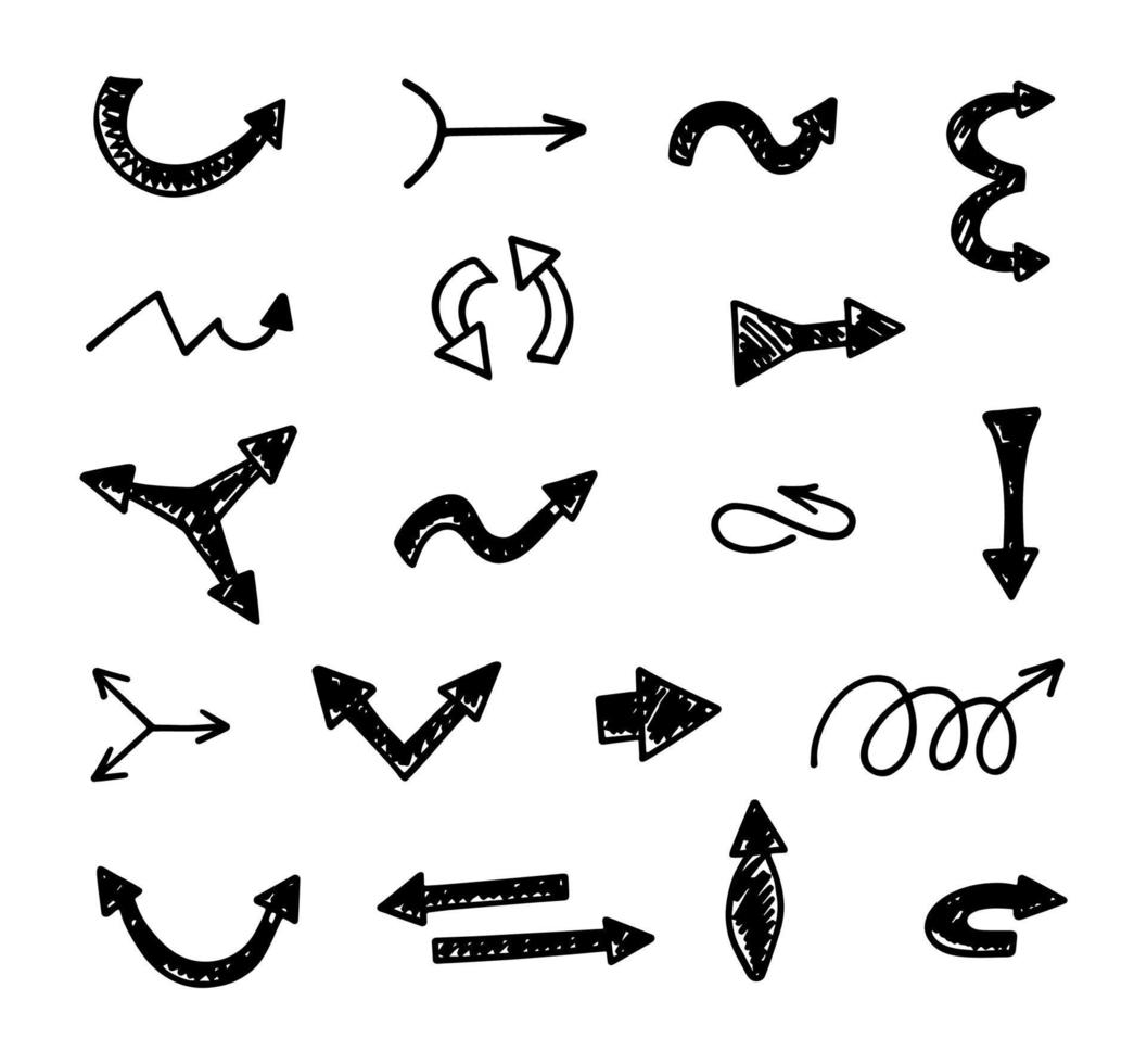 Vector set of hand drawn arrows, elements for presentation