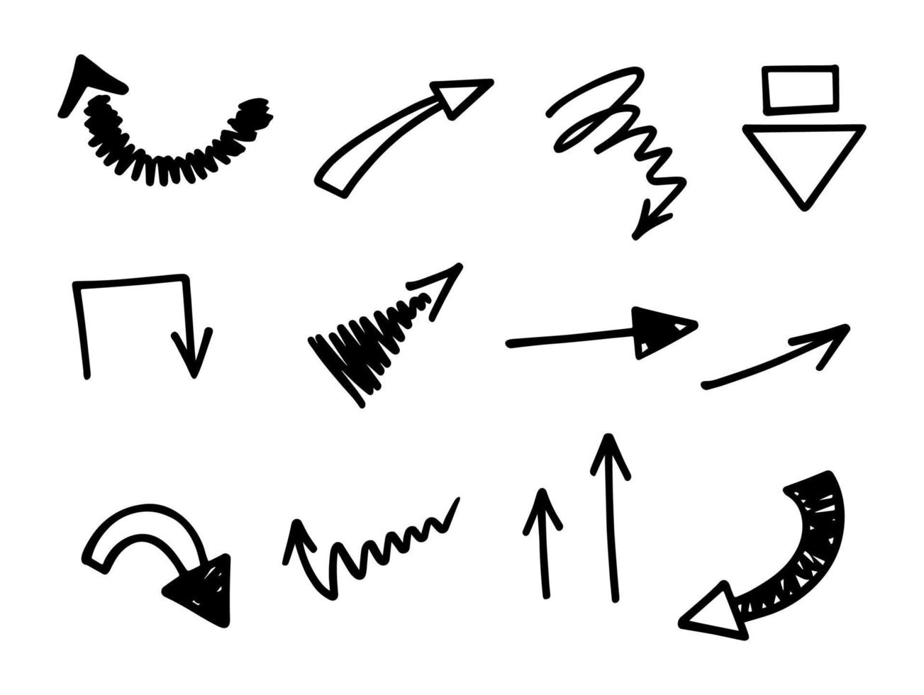 Vector set of hand drawn arrows, elements for presentation