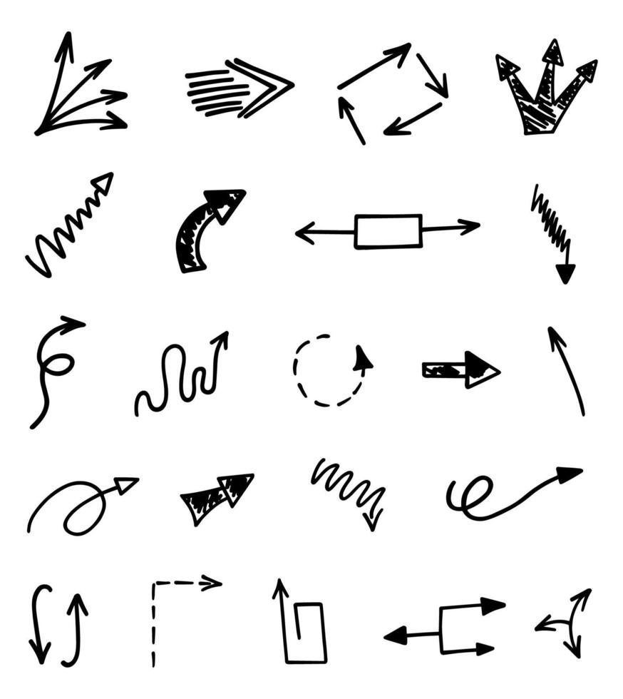 Vector set of hand drawn arrows, elements for presentation