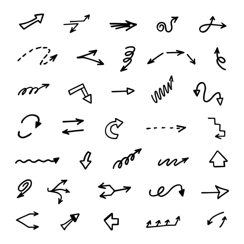 Vector set of hand drawn arrows, elements for presentation
