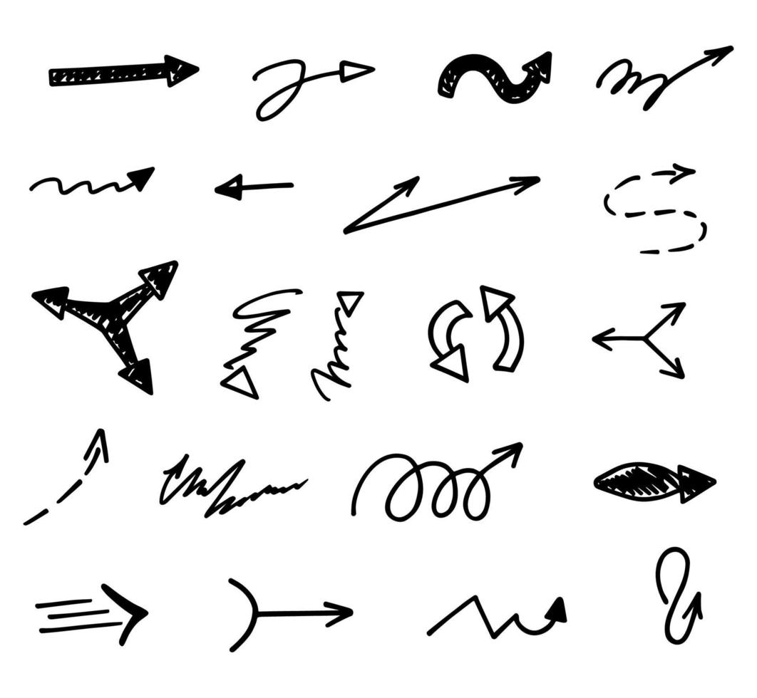 Vector set of hand drawn arrows, elements for presentation