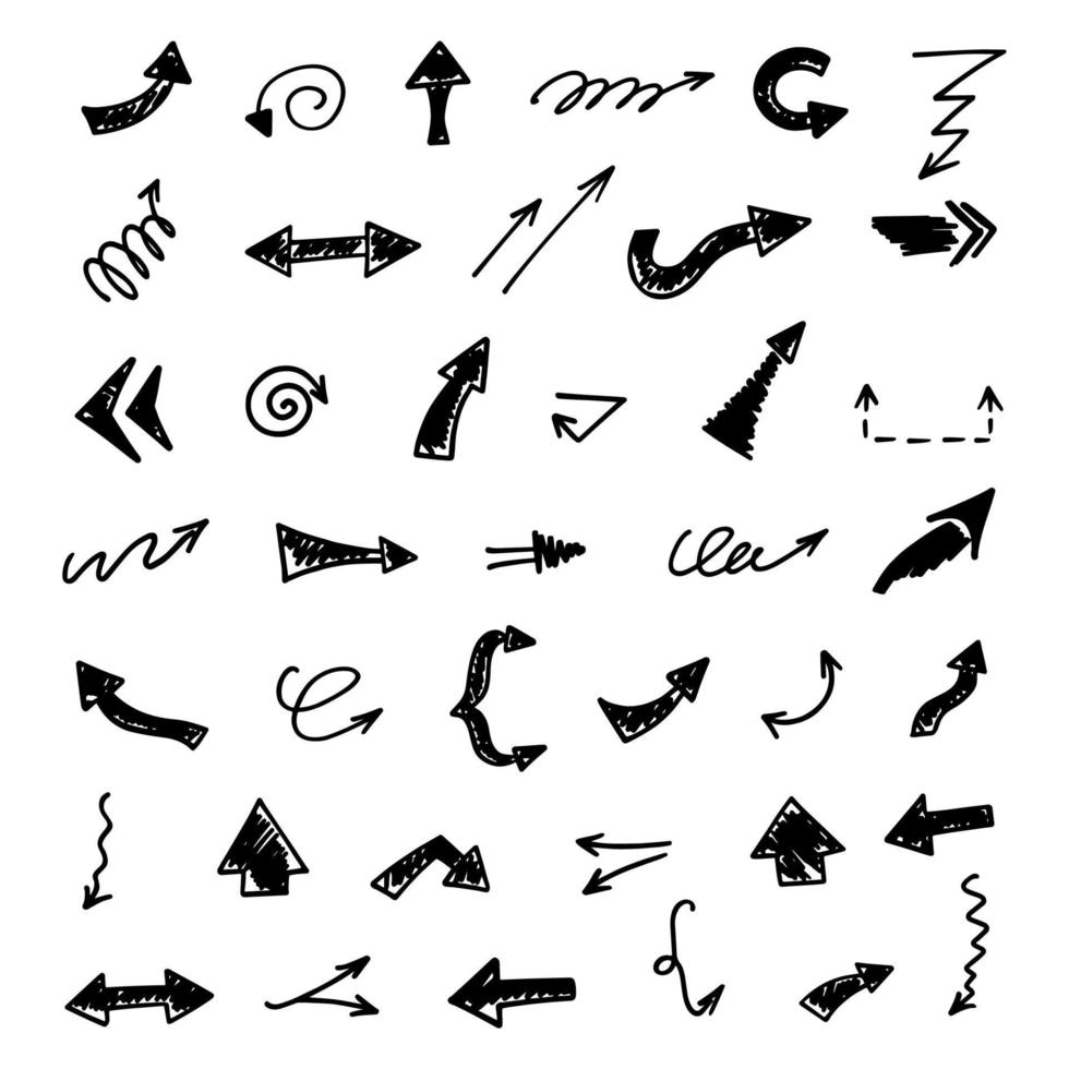 Vector set of hand drawn arrows, elements for presentation