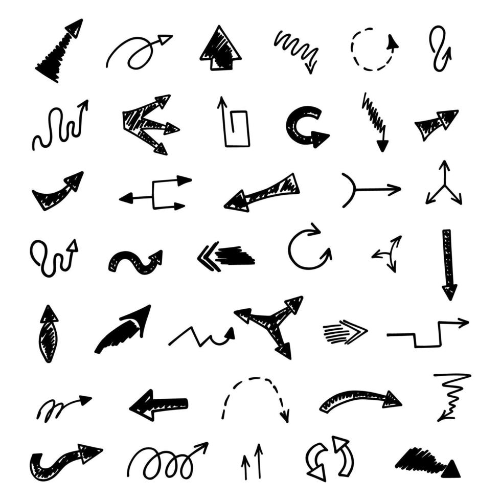 Vector set of hand drawn arrows, elements for presentation