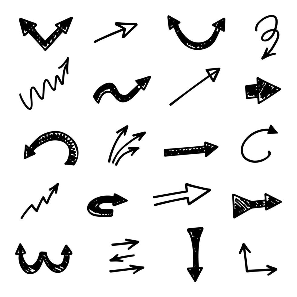 Vector set of hand drawn arrows, elements for presentation
