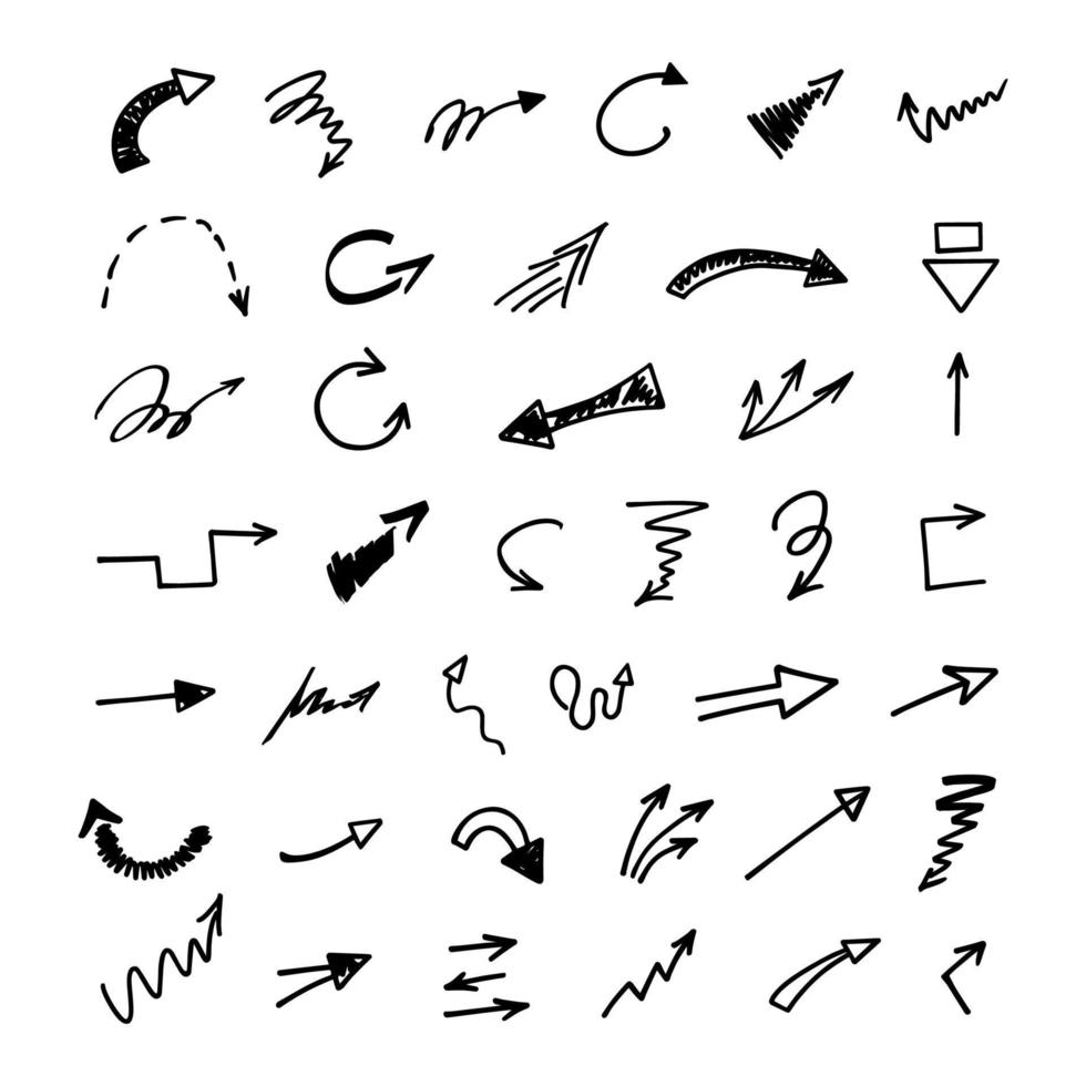 Vector set of hand drawn arrows, elements for presentation