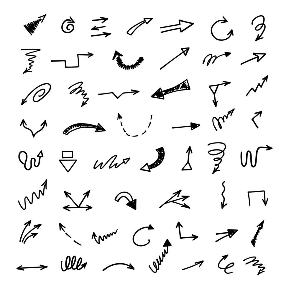 Vector set of hand drawn arrows, elements for presentation