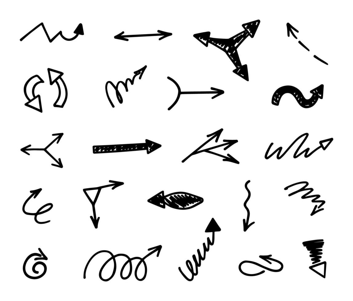 Vector set of hand drawn arrows, elements for presentation