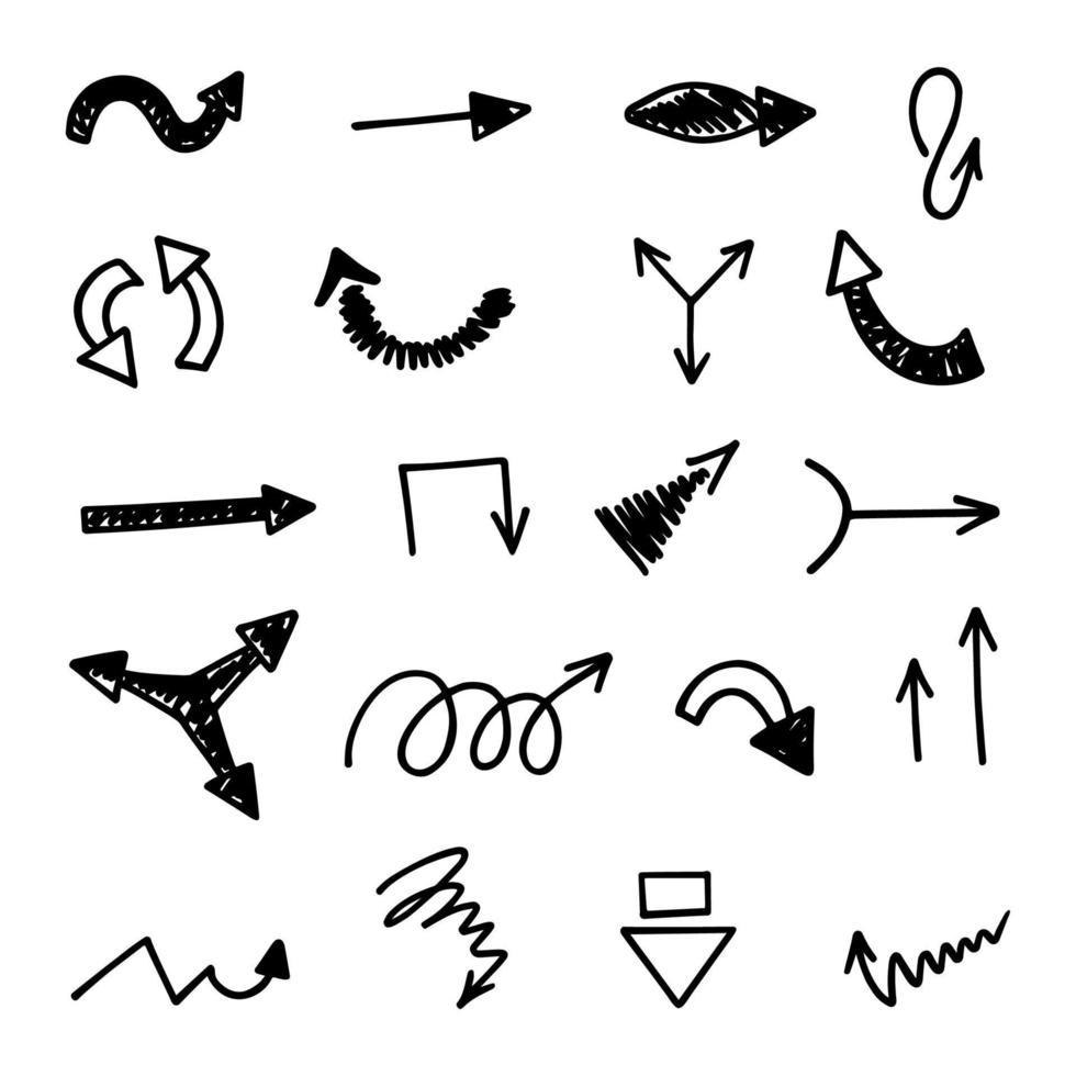 Vector set of hand drawn arrows, elements for presentation