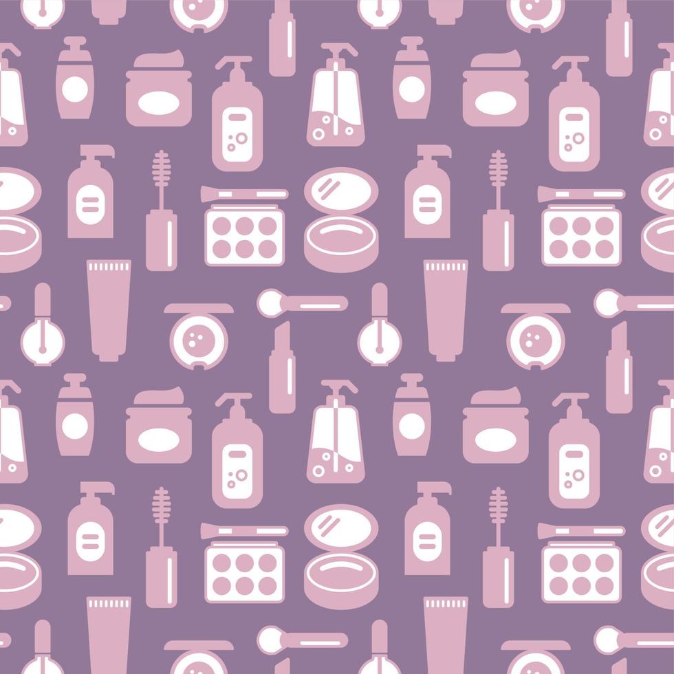 Seamless texture from cosmetics icons, beauty pattern, abstract background, wallpaper vector