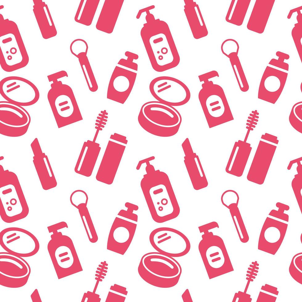 Seamless texture from cosmetics icons, beauty pattern, abstract background, wallpaper vector