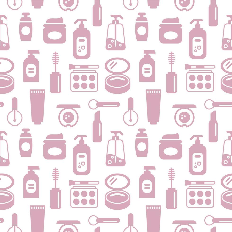 Seamless texture from cosmetics icons, beauty pattern, abstract background, wallpaper vector