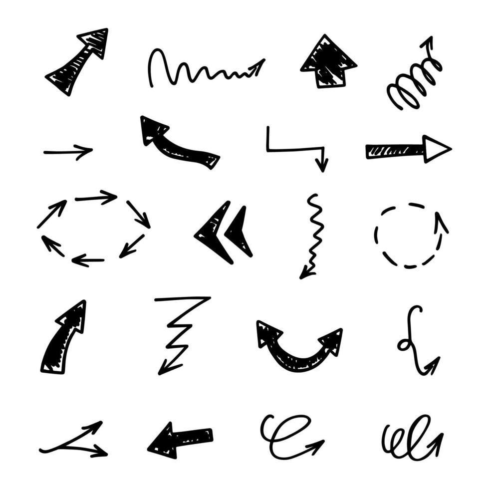 Vector set of hand drawn arrows, elements for presentation