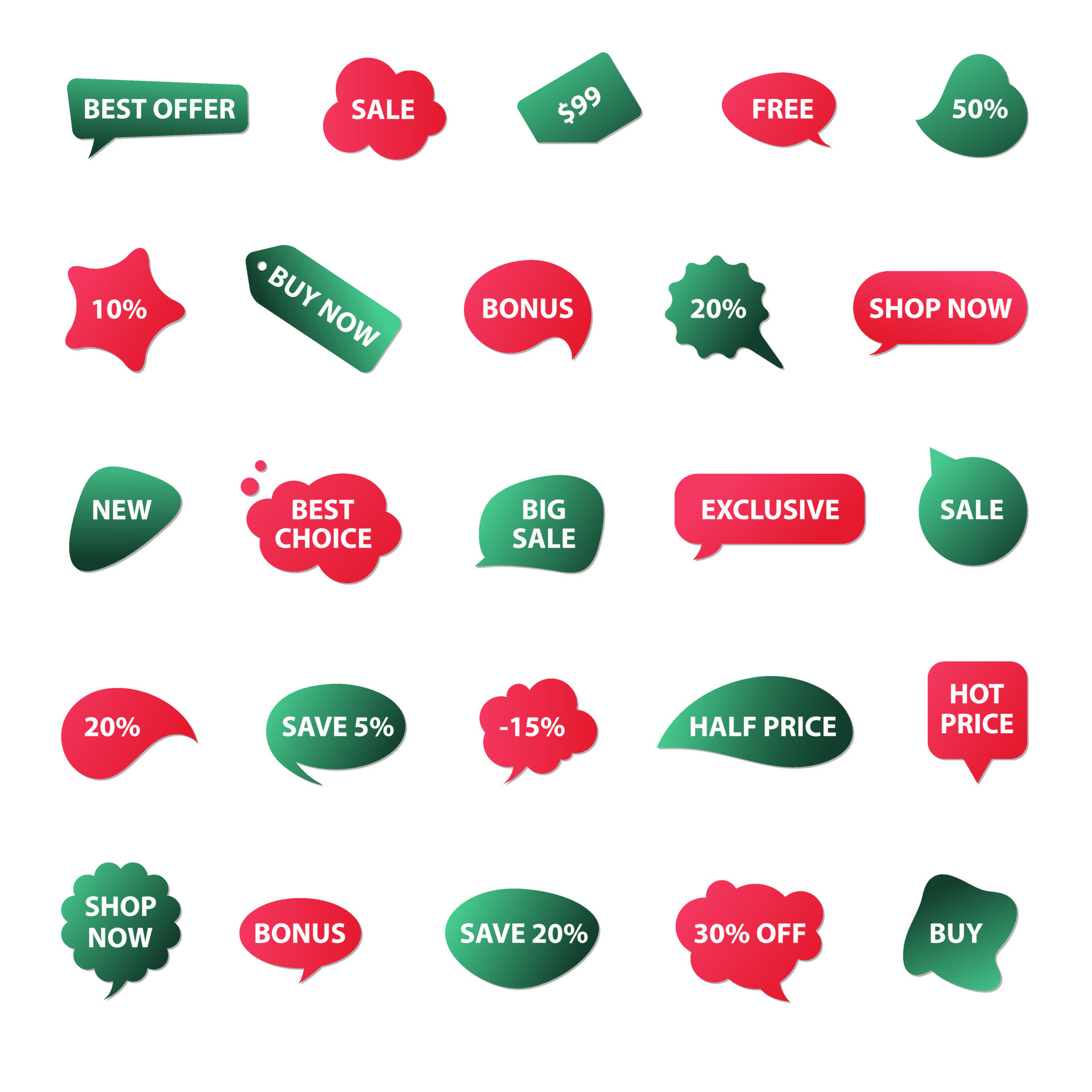 Vector stickers, price tag, banner, label. Coupon sale ...