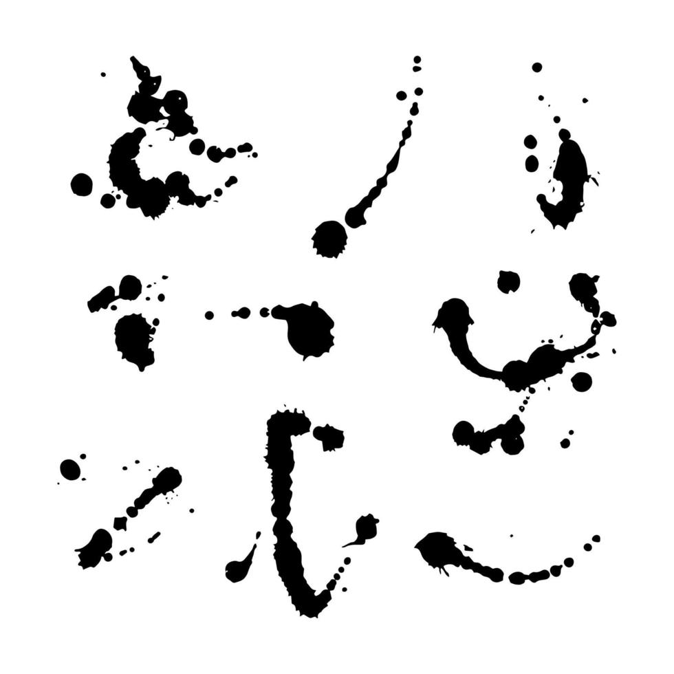 Set of Vector ink blots. Grunge design element