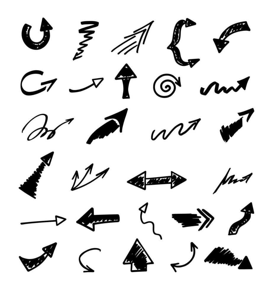 Vector set of hand drawn arrows, elements for presentation