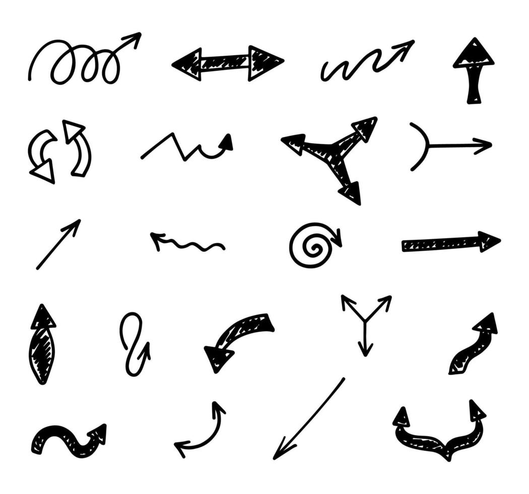 Vector set of hand drawn arrows, elements for presentation