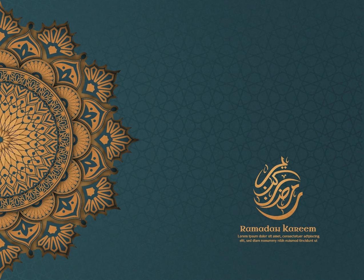 Green Islamic Ramadan Background with Gold Mandala Premium Vector