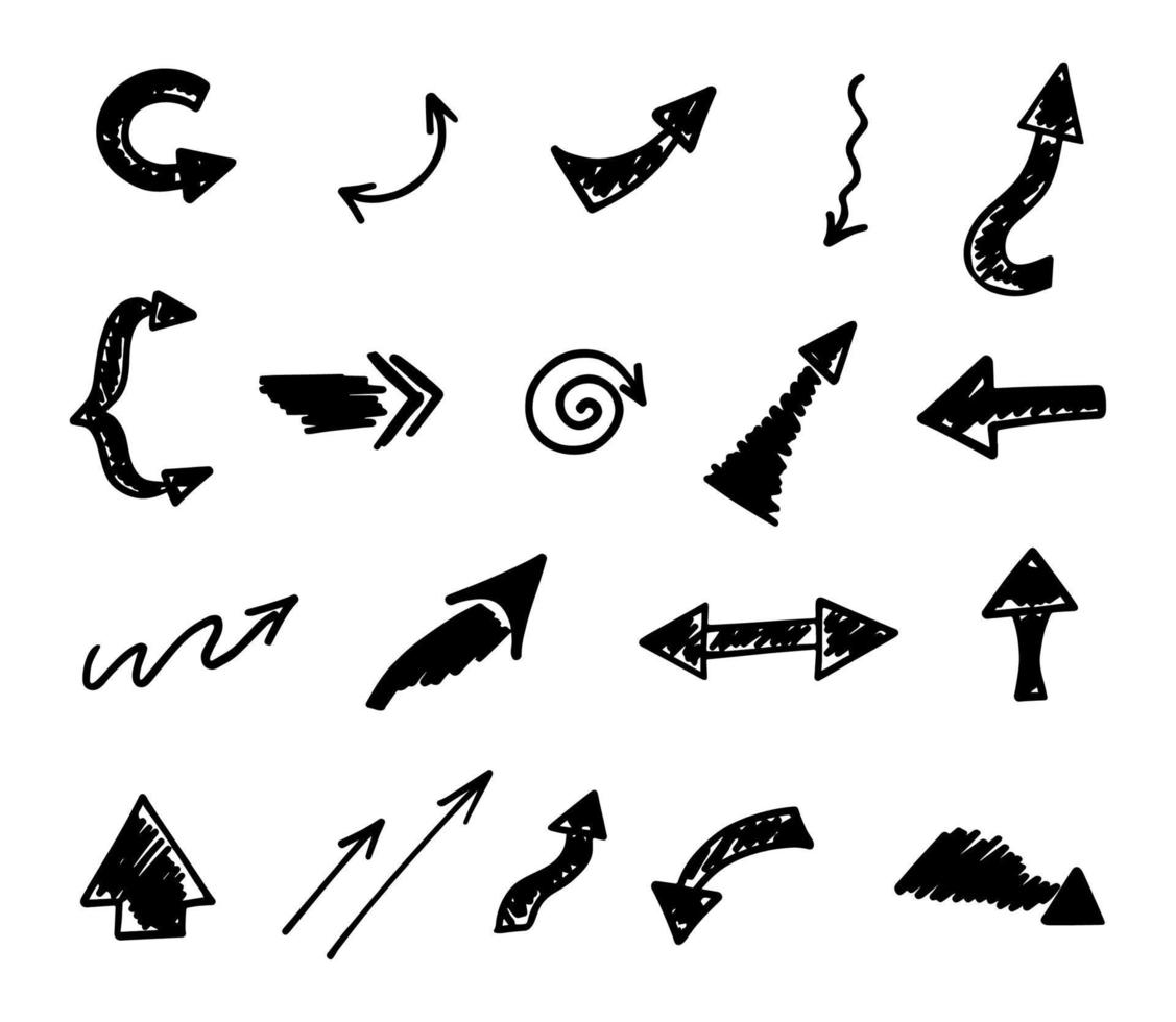 Vector set of hand drawn arrows, elements for presentation
