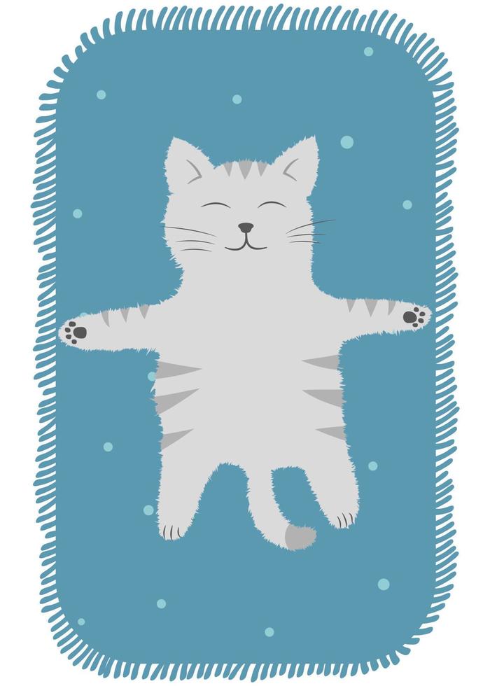 Vector illustration, contented cat is sleeping on the rug
