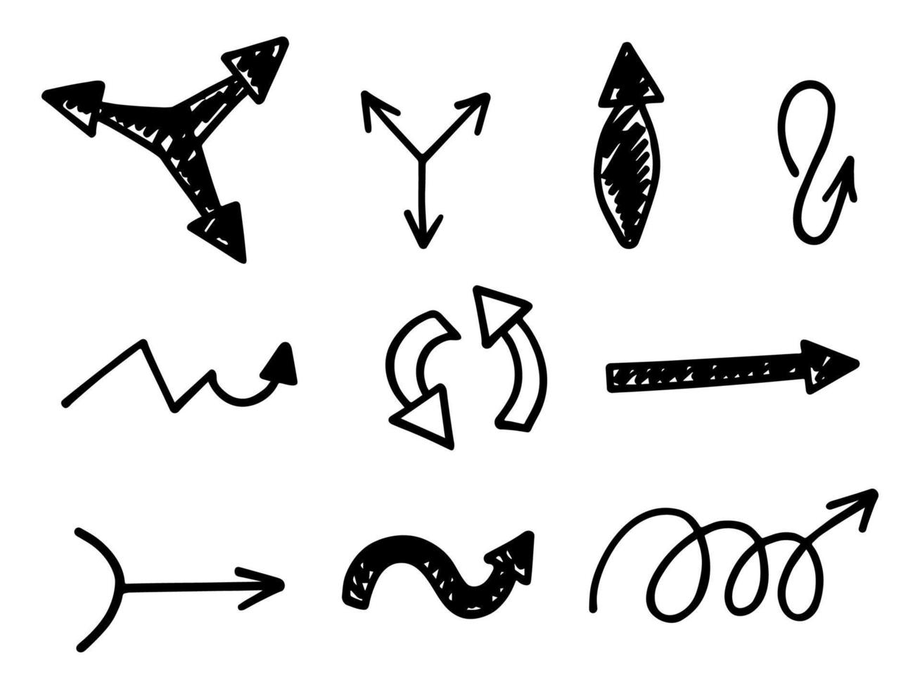 Vector set of hand drawn arrows, elements for presentation