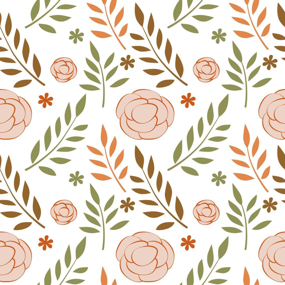 Seamless texture of leaves and flowers. Foliage pattern, natural floral abstract background, wallpaper vector