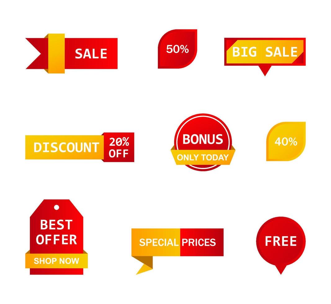 Vector stickers, price tag, banner, label. Coupon sale, offers and promotions vector template. Shop price tag, retail, commerce, business