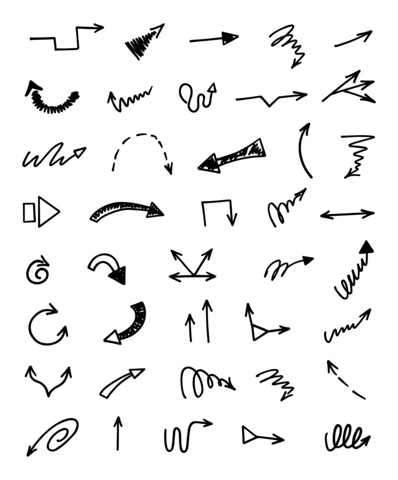 Vector set of hand drawn arrows, elements for presentation
