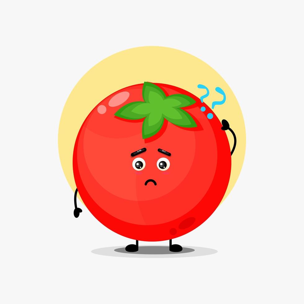 lindo personaje de tomate confundido vector