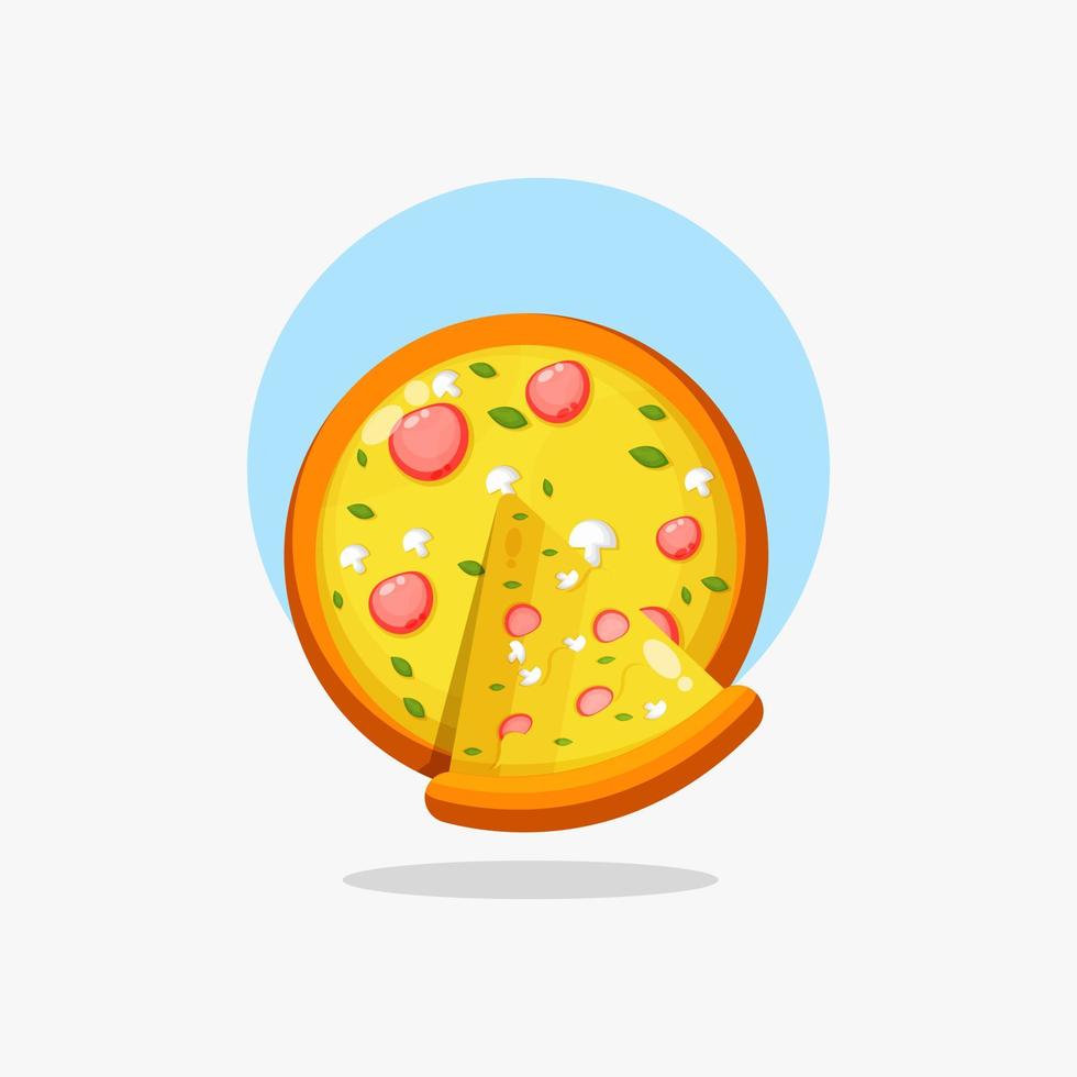 Slice of pizza illustration food object icon concept vector
