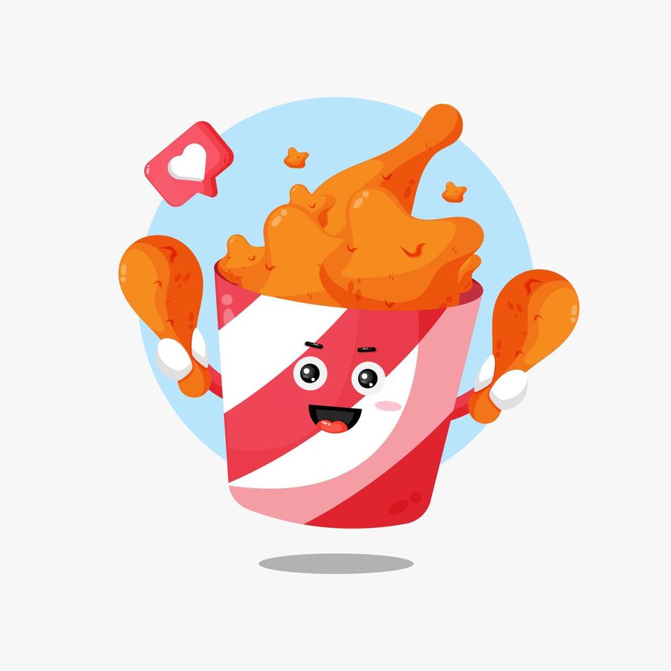 diseño lindo del icono del pollo frito del cubo vector