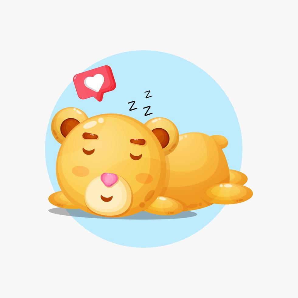 ilustración de lindo oso durmiendo pacíficamente vector