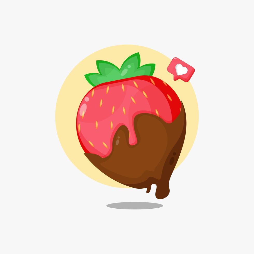 Strawberry covered in chocolate icon design vector