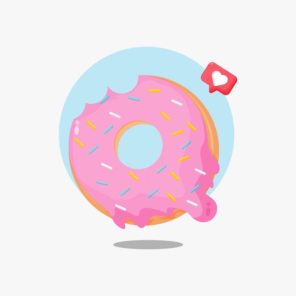 diseño de dibujos animados de icono de donut mordido vector