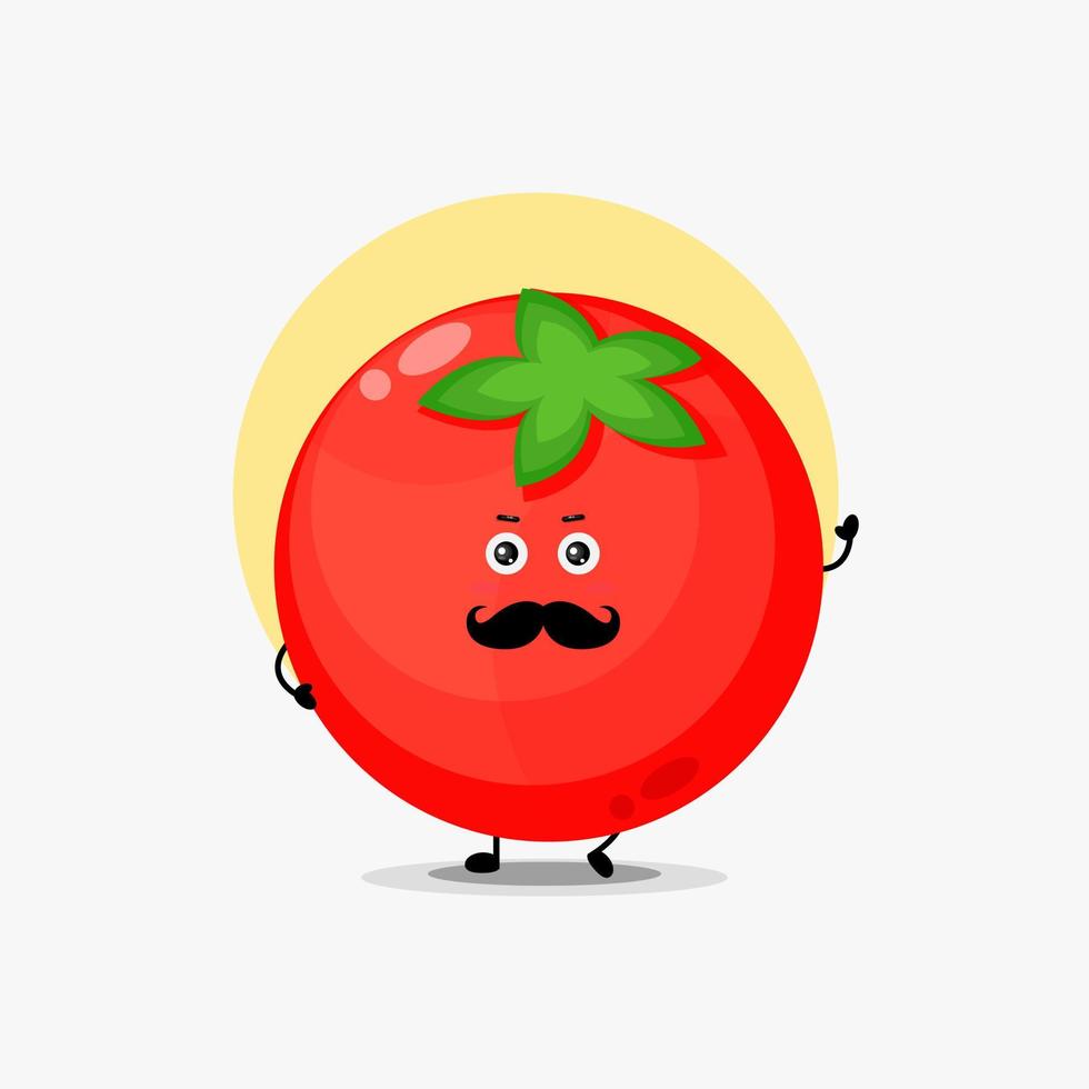 Cute tomato character with mustache vector