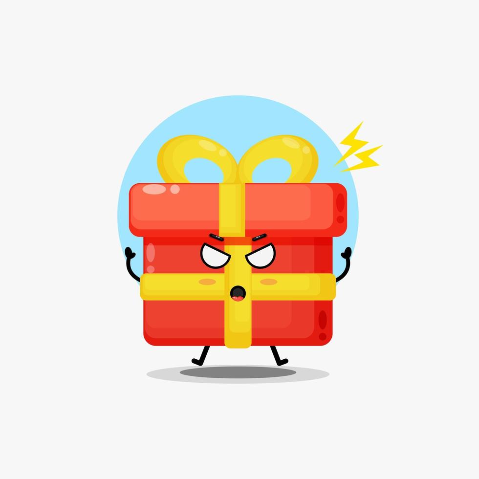 Cute gift box character is angry vector