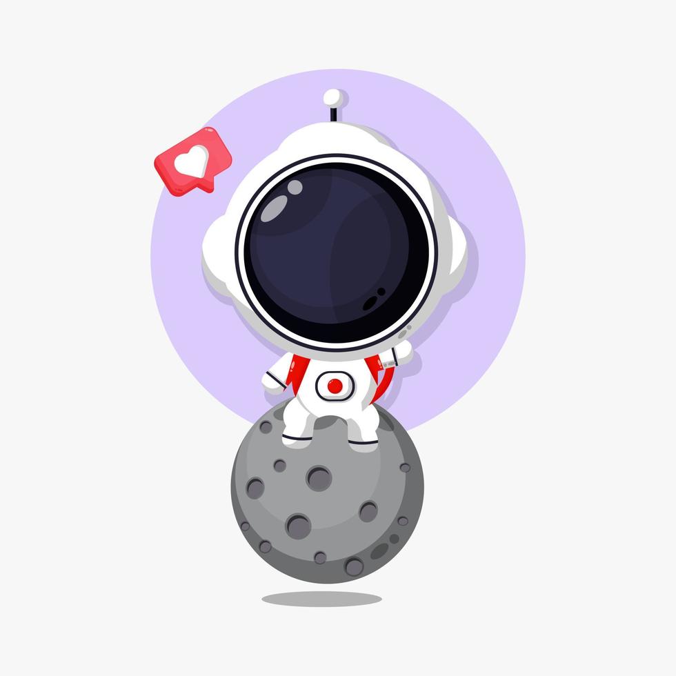 ilustración de lindo astronauta en la luna vector