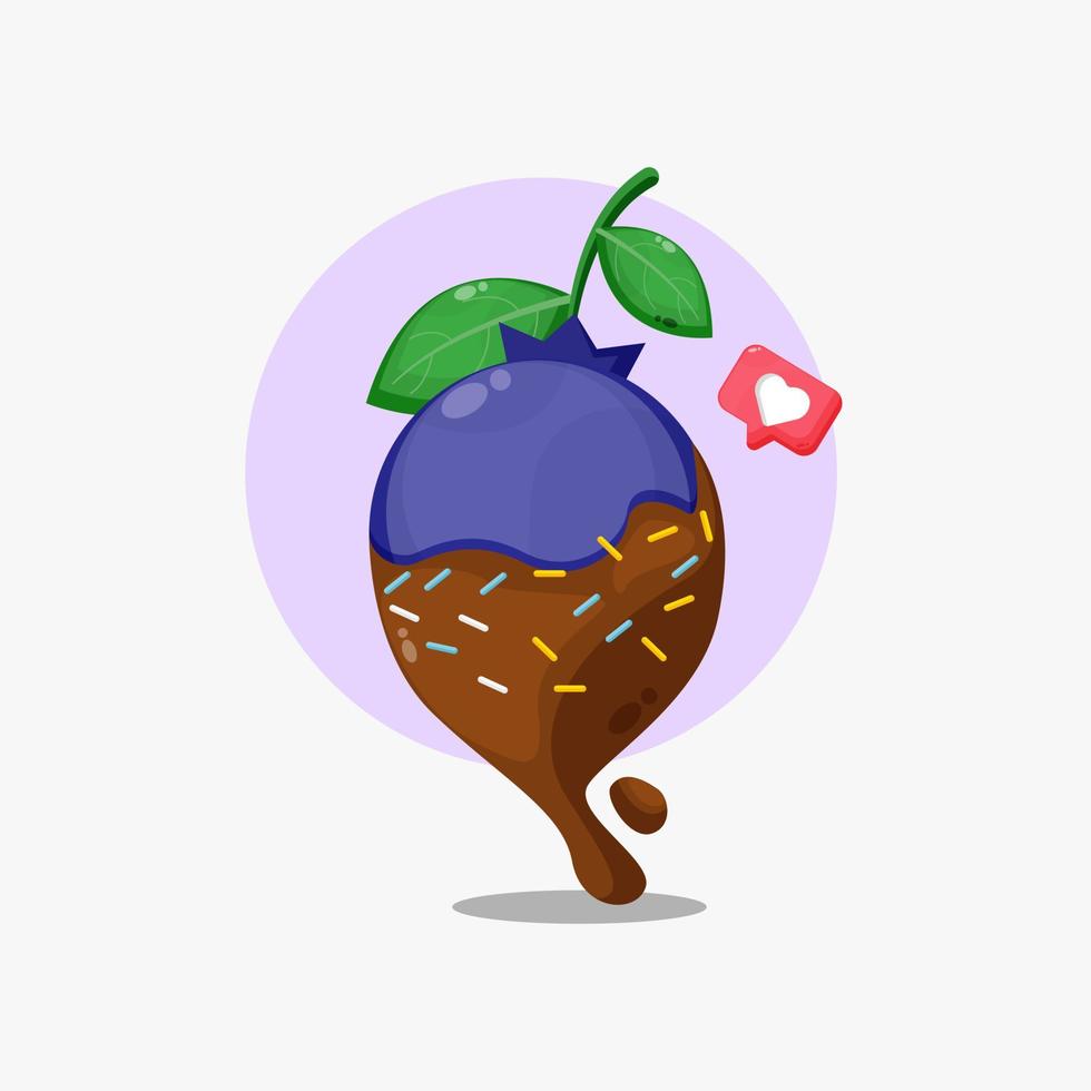 icono de arándanos cubiertos de chocolate vector