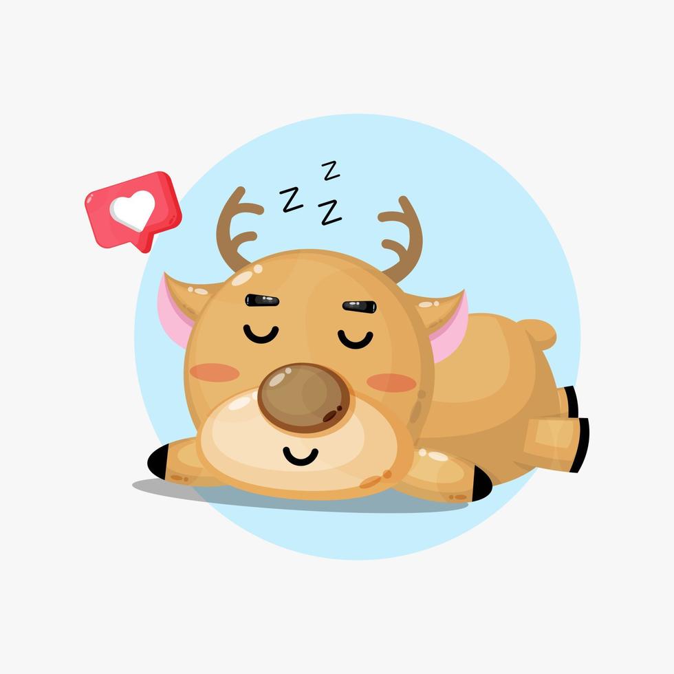 Illustration of cute deer sleeping peacefully vector
