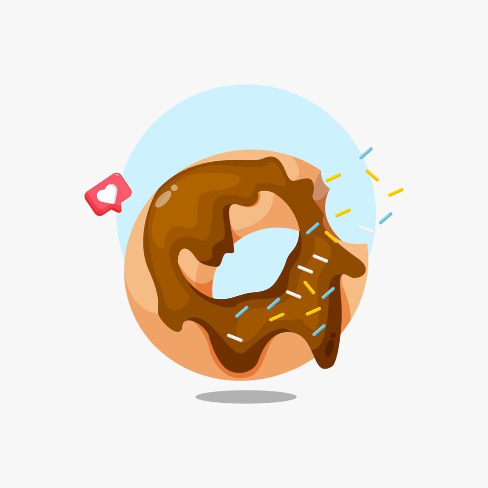 ilustración de icono de donut de mordedura de comida rápida vector