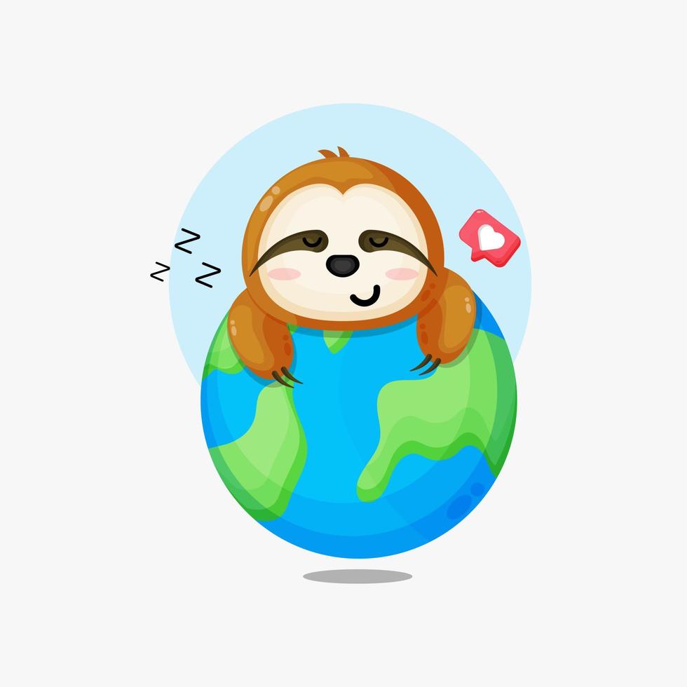 Illustration of a sloth sleeping on the earth vector