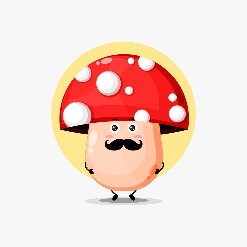 Cute mushroom character with mustache vector