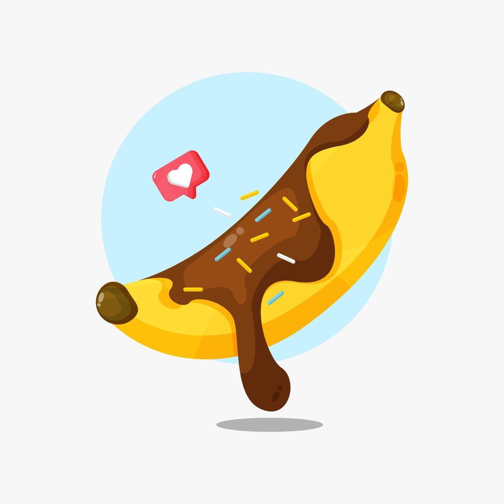 icono de plátano cubierto de chocolate vector