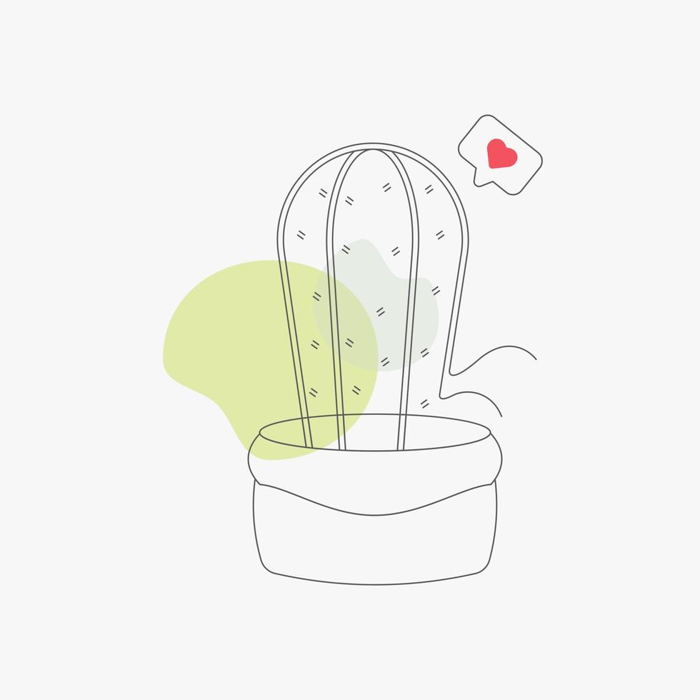 Cactus in pot line drawing vector